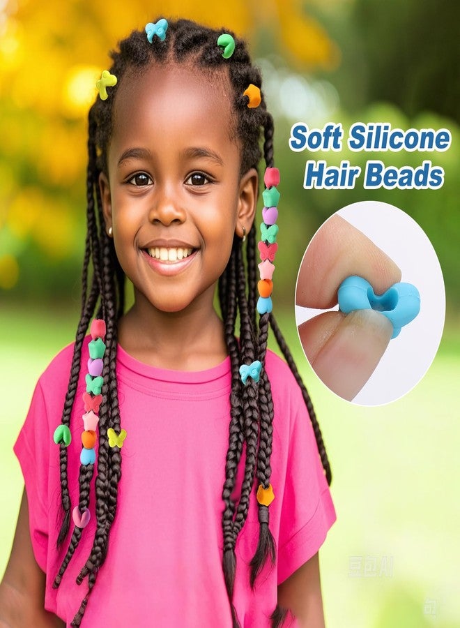 AIERSA 90pcs Silicone Hair Beads for Kids Girls Braids, Soft Colorful Pony Beads Bulk for Kids Girls Women Hair Accessories for Braids - Image 2